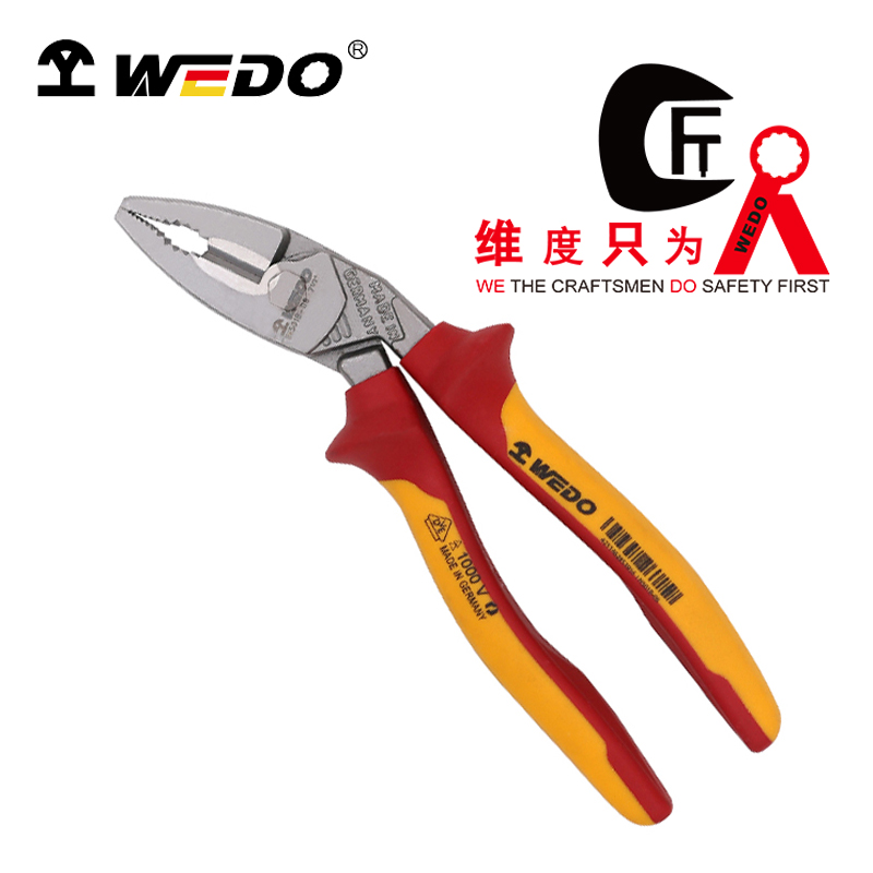 维度WEDO绝缘省力弯头克丝钳电工钢丝钳(德标工业级)8寸190mm IN501B-08 /把高清大图