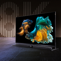 TCL 75X9精简主义设计风格,超窄边框金属外观,圆角全面屏,soundbar,双屏显示,升降式摄像头
