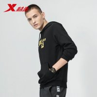 特步(Xtep)男装运动卫衣正品2018秋新款针织连帽上衣常规款套头衫882329059501