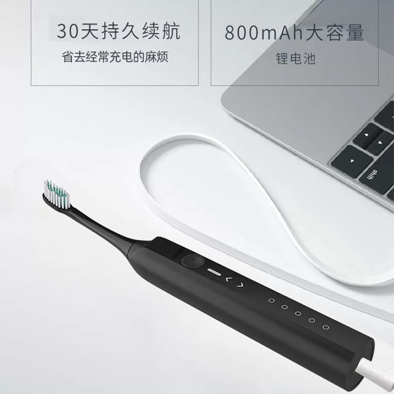 爱博尔电动牙刷成人充电款软刷毛防水20档触控调节升级新v6plus粉色黑色含多只刷头含旅行盒方便收纳高清大图