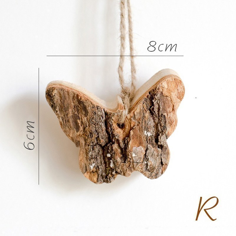原木挂件树皮工艺品欧式花园圣诞吊饰创意猫头鹰松鼠麋鹿 R小蝴蝶_297