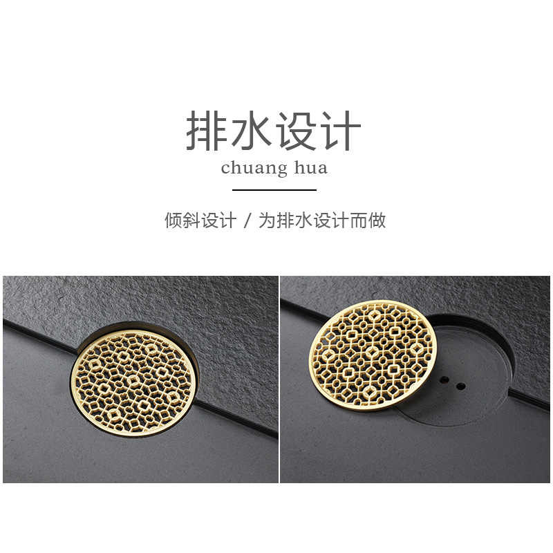德诚和(DECHENGHE)茶盘现代整块天然石头茶台 办公室功夫石盘 70*37*3cm(镜花水月)高清大图