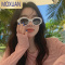 MOXUAN椭圆白框墨镜欧美凹造型太阳镜拍照女强光高级感ins显瘦