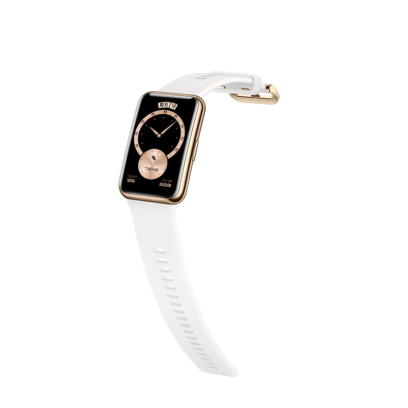 华为/HUAWEI WATCH FIT 智能手表 轻薄全彩大屏 动画健身私教 心理健康管理 雅致款 凝霜白 凝霜白氟橡胶表带
