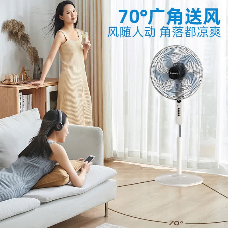 艾美特(Airmate) FS4096T2 风扇 家用落地扇 五叶低音轻噪节能风扇 广角摇头 远距送风 3档风力可调节高清大图