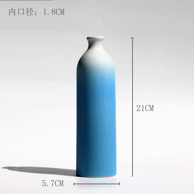ins风北欧渐变陶瓷花瓶客厅插花工艺摆件清新干花装饰工艺品 三维工匠