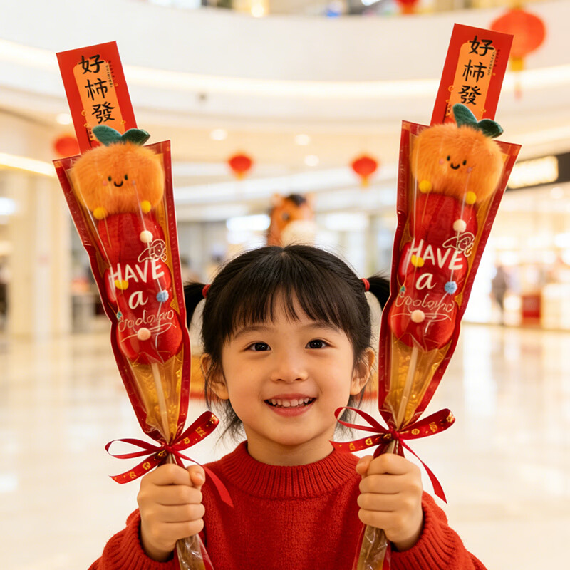仕彩新年礼物毛绒糖葫芦2026过年春节装饰幼儿园活动氛围拍照道具好柿高清大图