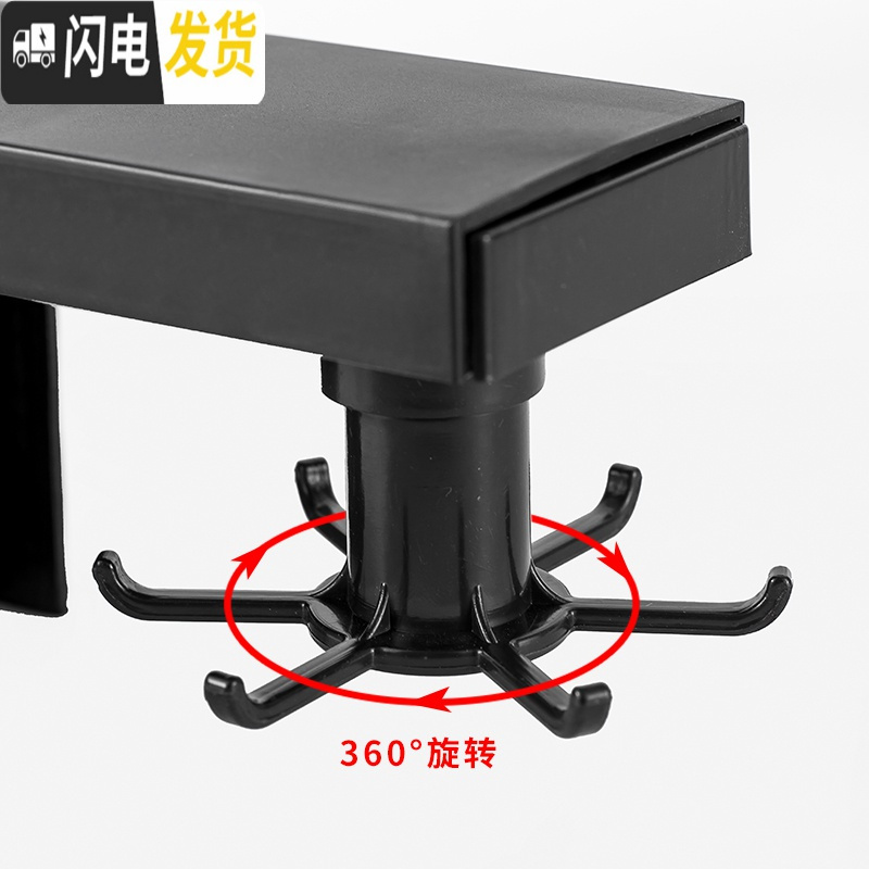 三维工匠厨房免打孔无痕墙壁置物架免钉粘钩挂钩挂勺子挂架可旋转挂钩多用 银色旋转4钩[PP材质]3个装