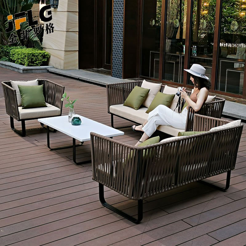 金菲罗格户外沙发庭院休闲藤编沙发高清大图