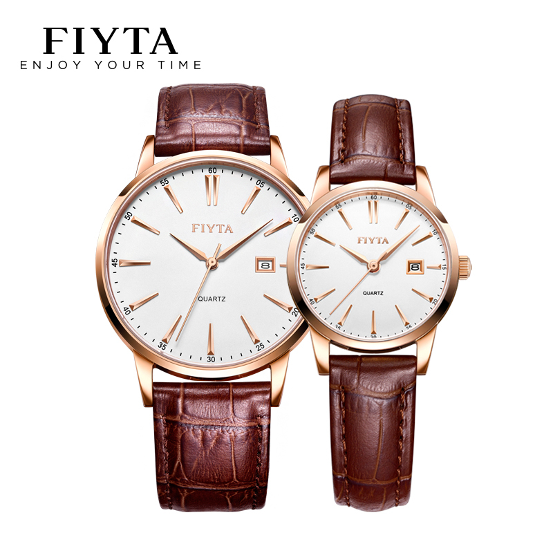 飞亚达(fiyta)手表石英表 情侣表简约牛皮革表带石英女表男士女士表