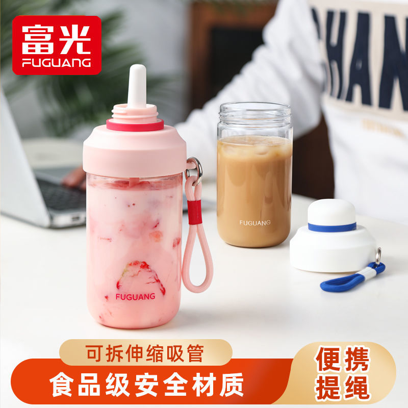 富光水杯新款高颜值ins塑料杯女吸管杯学生网红奶茶杯简约随手杯高清大图