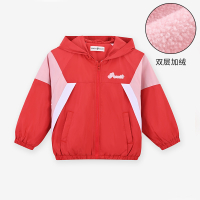 铅笔俱乐部童装2023秋冬新款女童外套儿童加绒上衣中小童厚款风衣 130cm 大红