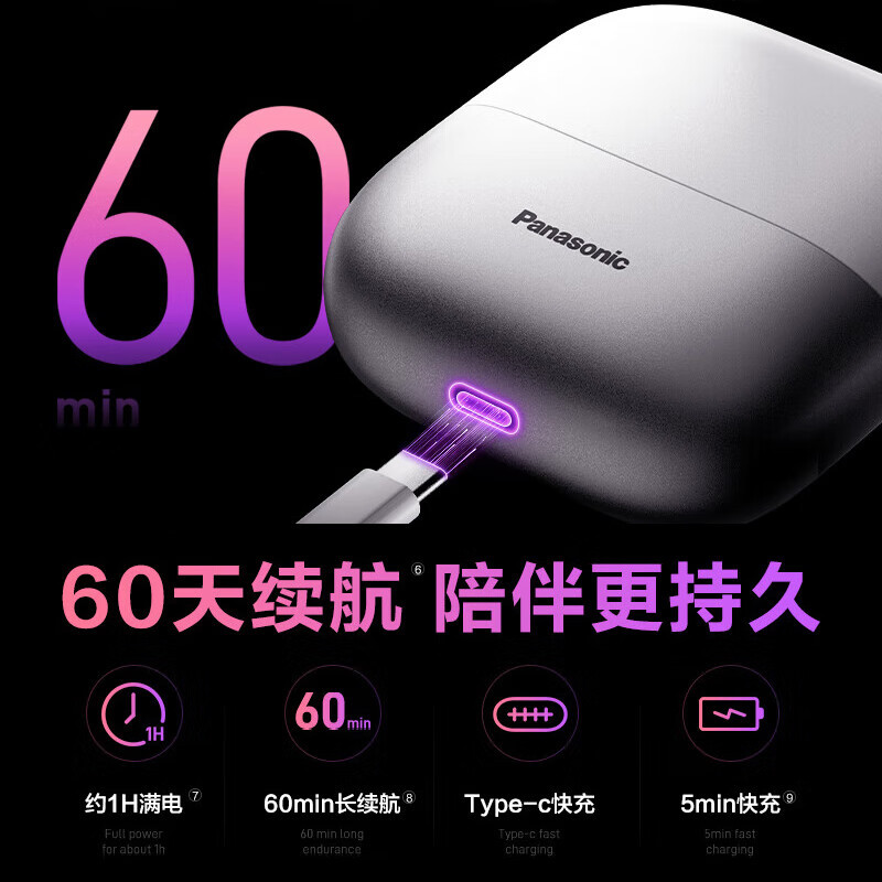 松下(Panasonic)小方盒剃须刀CM30紫 电动旅行便携款往复式刮胡刀磁悬浮马达Type-c 生日礼物送男友