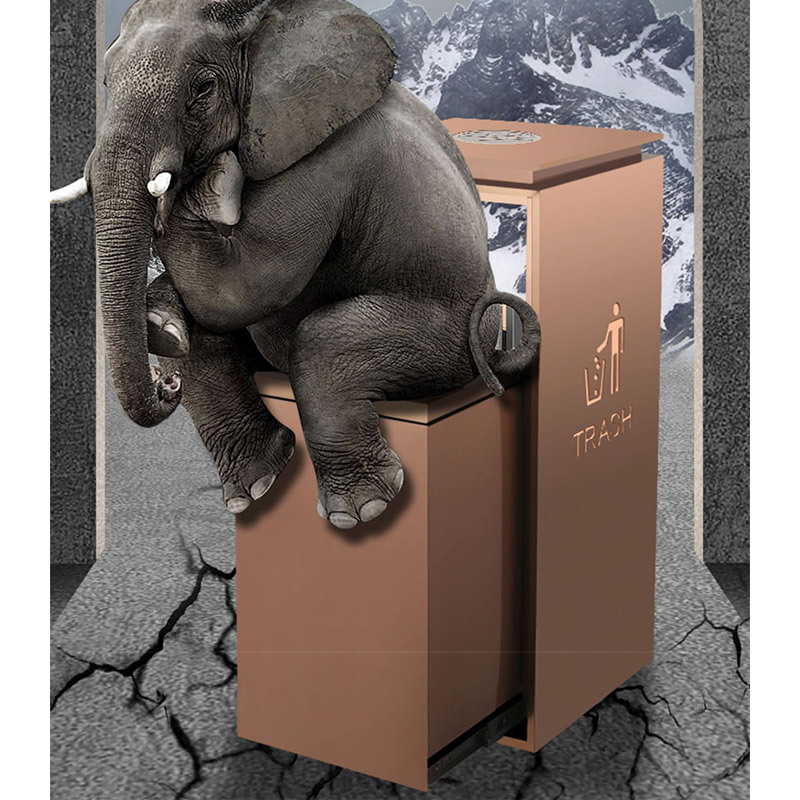 域赢 酒店垃圾桶 不锈钢电梯口大堂立式 无指纹小号玫瑰金+烟灰缸高清大图