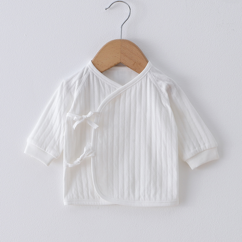 新生儿衣服绑带和尚服初生婴儿036个月纯棉男女宝宝上衣春秋装竖条