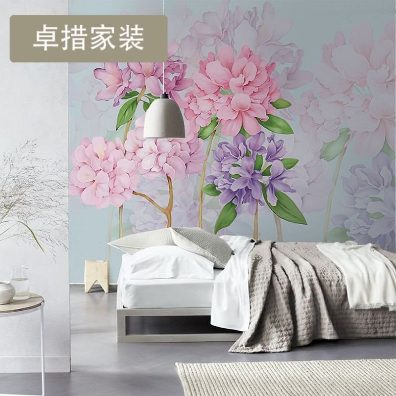 北欧创意大花壁纸个性美式墙纸无纺布无缝墙布背景墙定制壁画壹德壹