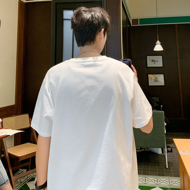 [1.5折价33元]唐狮夏款短袖男短袖T恤男士短袖T恤男前胸印花圆领短袖T恤