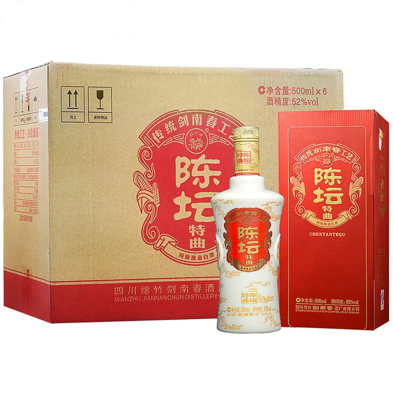 剑南春 52度陈坛特曲白酒500ml*6瓶 整箱装