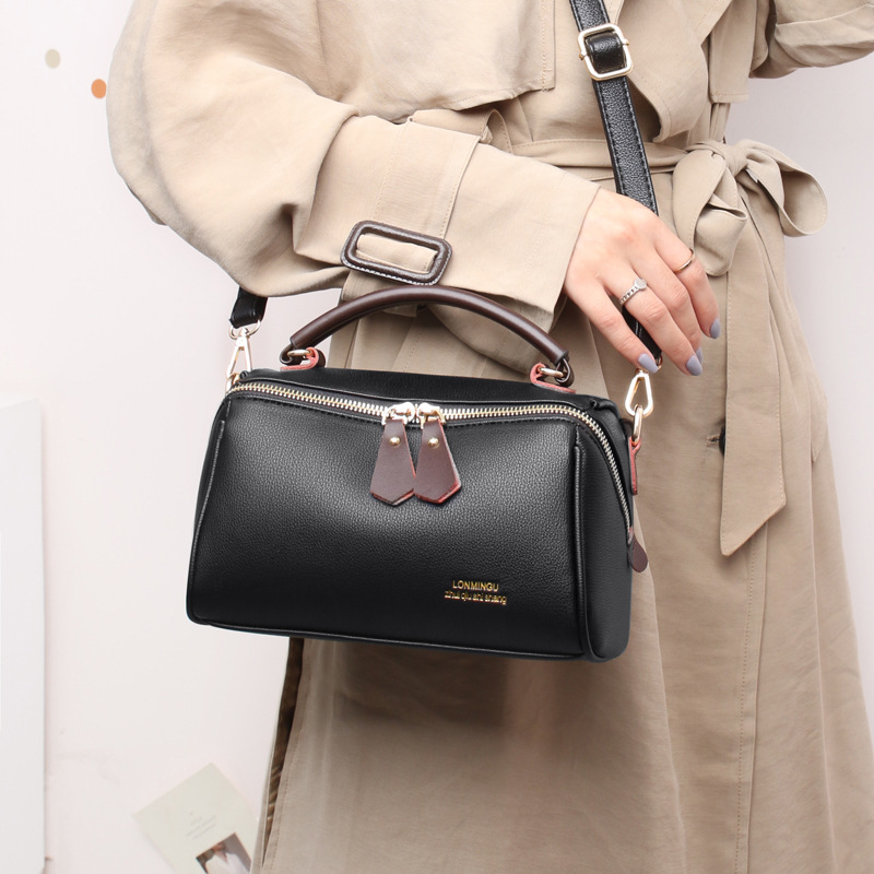 Ceba波士顿枕头包2023新款复古软皮包包欧美潮单肩斜挎Bags洋气手提包