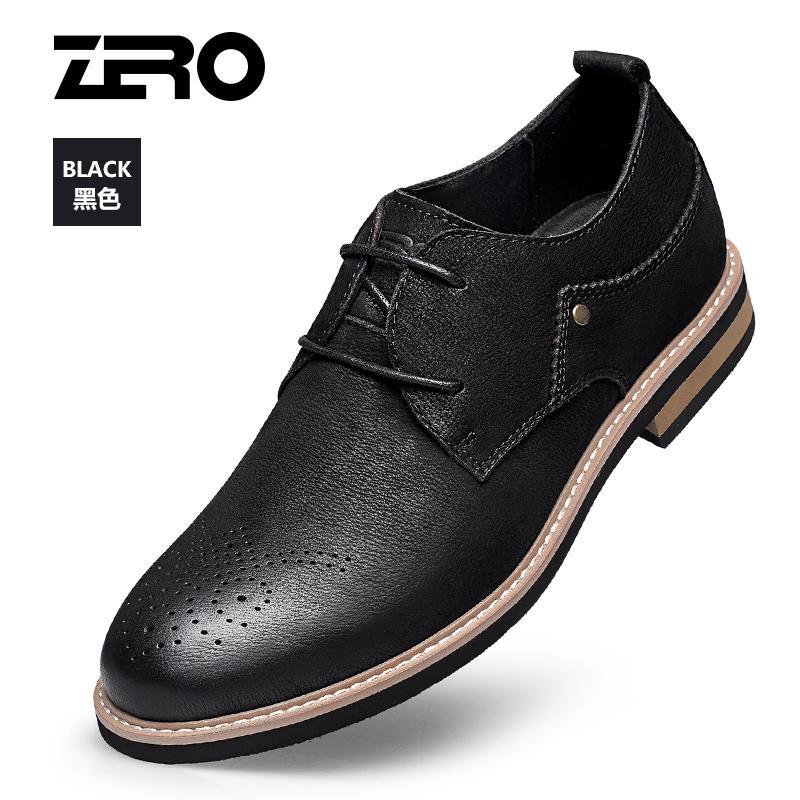 Zero零度休闲皮鞋男2020新款男鞋头层牛皮时尚潮鞋男青年布洛克鞋新款 正品 学生礼物 新年礼物