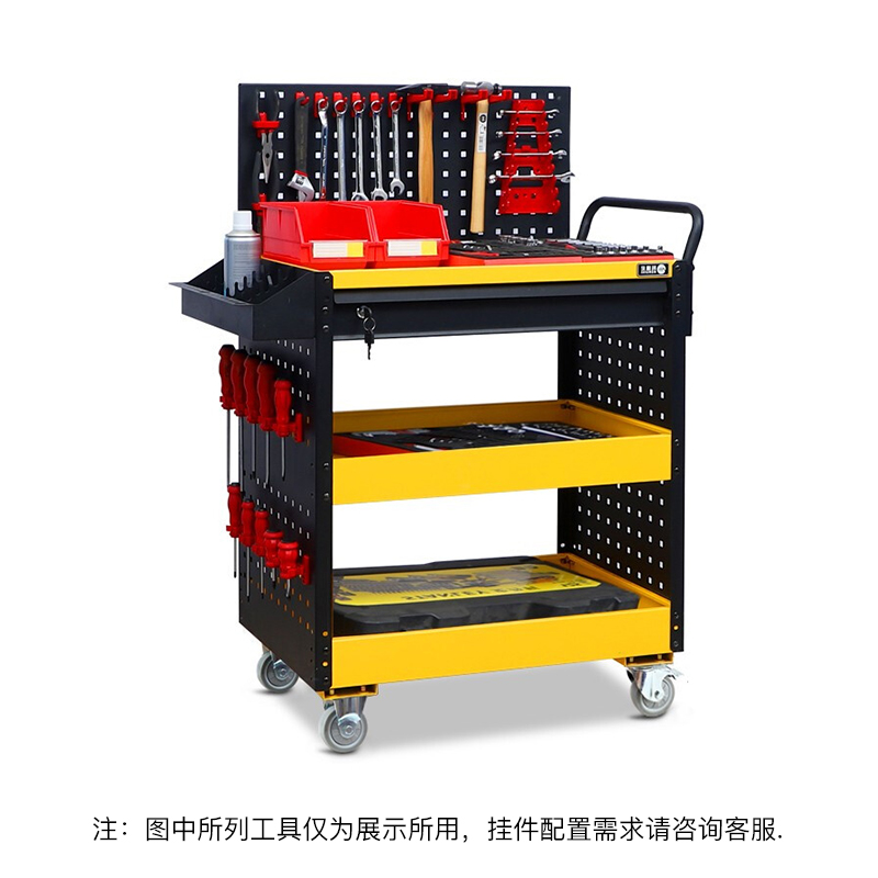 尔迈 工具车维修车间移动手推车多功能零件车 1抽屉 背挂板高清大图