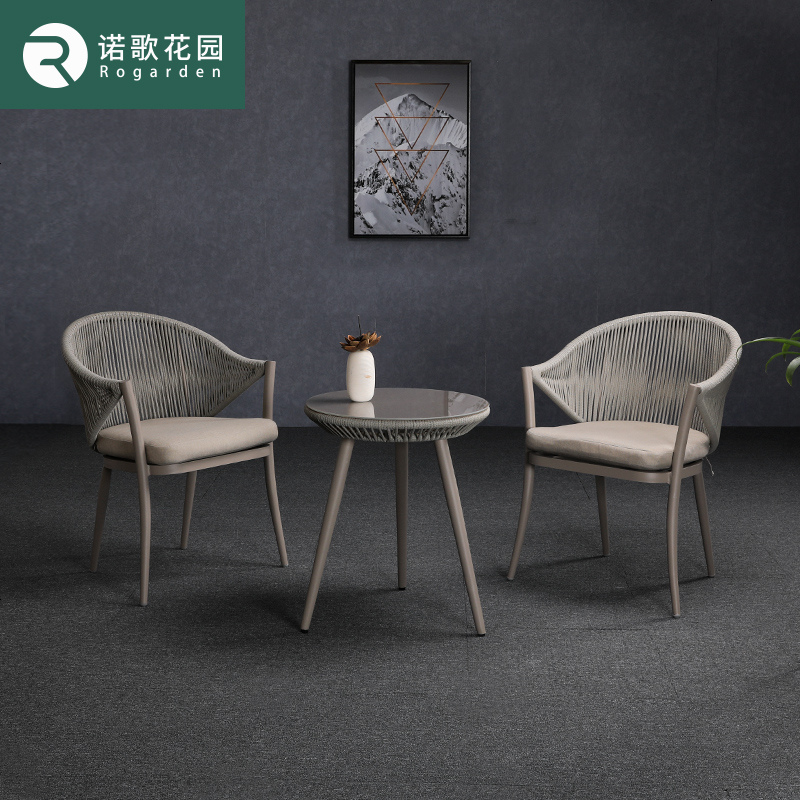 创意北欧户外阳台小桌椅休闲茶几组合三件套室内室外庭院藤椅简约高清大图