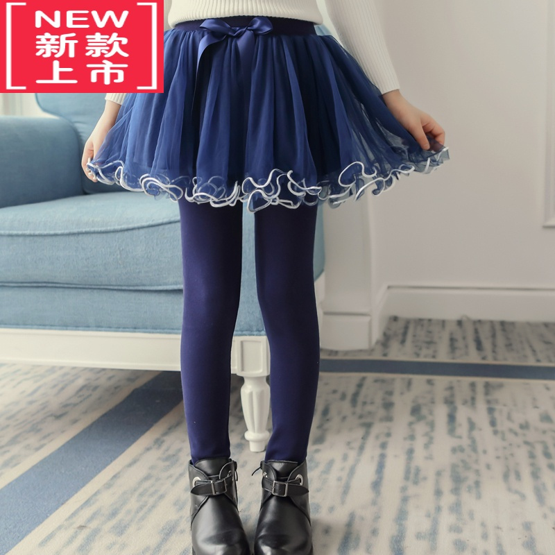 可莉允女童裙裤洋气假两件秋冬加绒打底裤中大儿童外穿保暖靴裤加厚裤子保暖裤