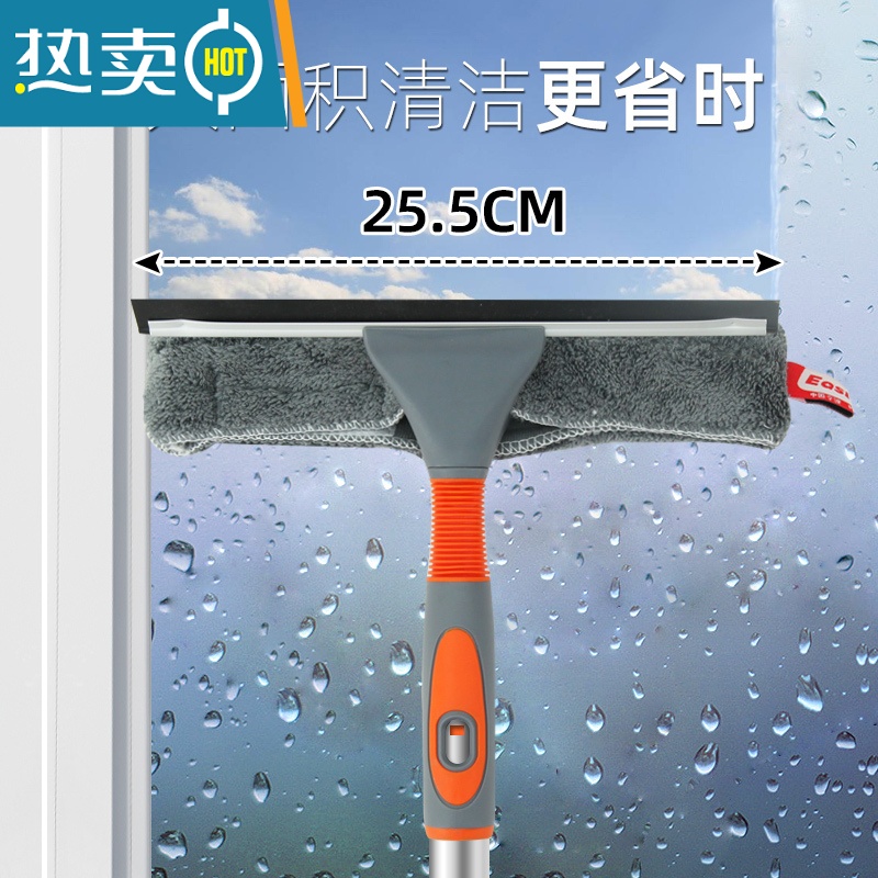 敬平擦玻璃器家用高楼双面高层外擦窗户器长杆高杆保洁刮水清洁工具 3节弯杆擦窗器(122cm)+2布+1刮条高清大图