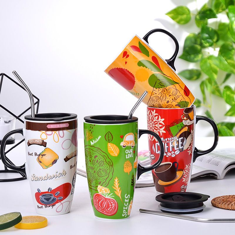 大容量欧式满花陶瓷马克杯礼盒装礼品送礼果汁奶茶办公休闲水杯