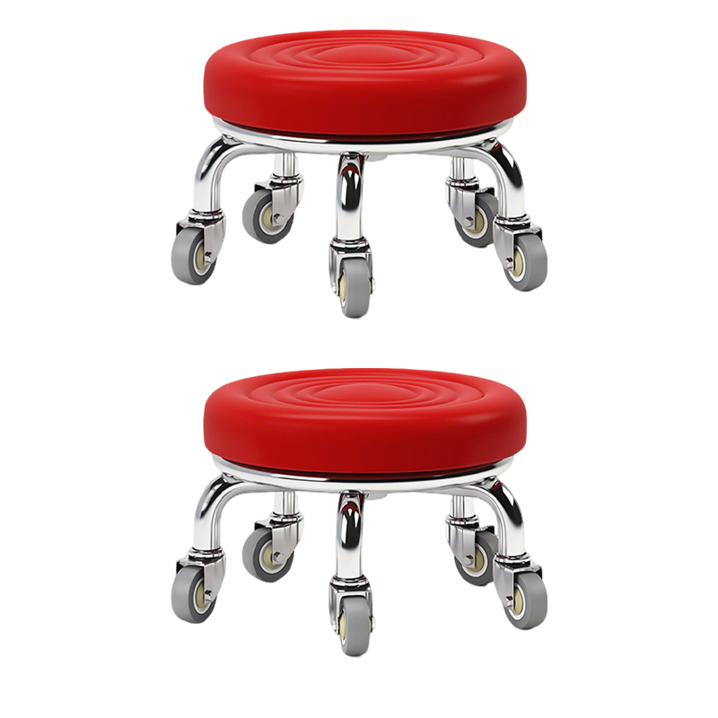 先围 静音滑轮矮凳 40*22cm-水波红 个高清大图