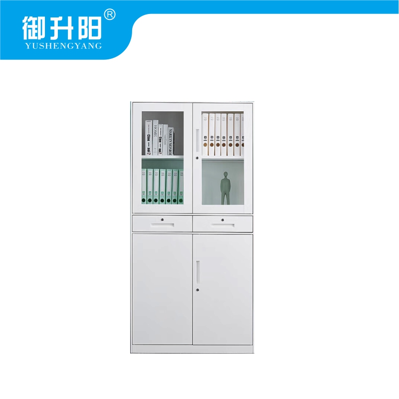 御升阳 中二斗文件柜/带锁资料柜纯白色 900×400×1850mm 台高清大图