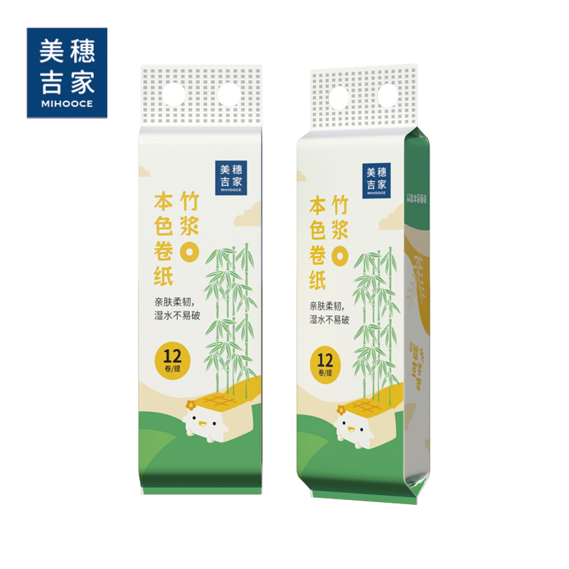 美穗吉家 本色竹浆卷纸 4层加厚 40g/卷*12卷*2提 MIH-2404002