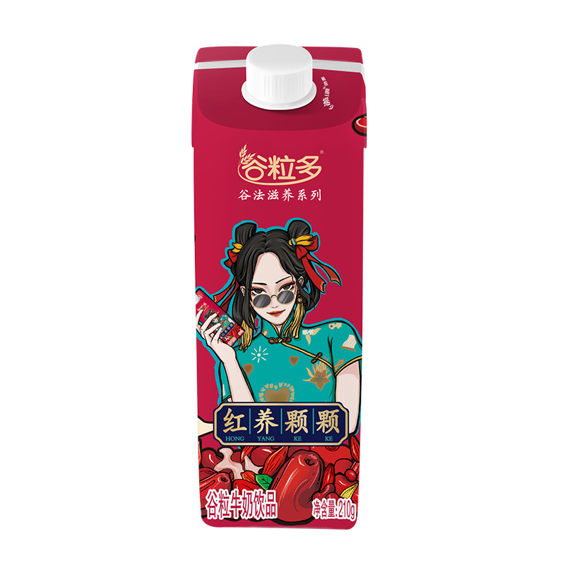 伊利 谷粒多红养颗颗谷粒牛奶饮品210g*12盒装