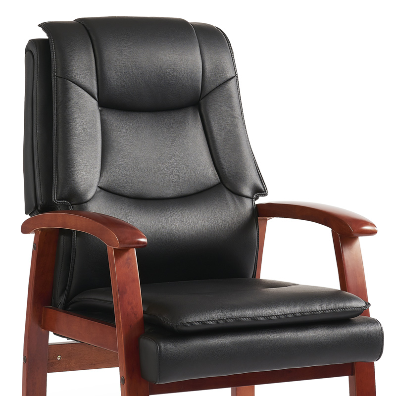 臻远ZY-7614办公会议椅办公皮椅电脑椅 黑西皮高清大图