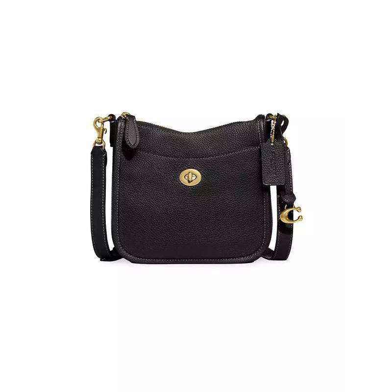 Coach Polished Pebble Leather Crossbody Bag In Black