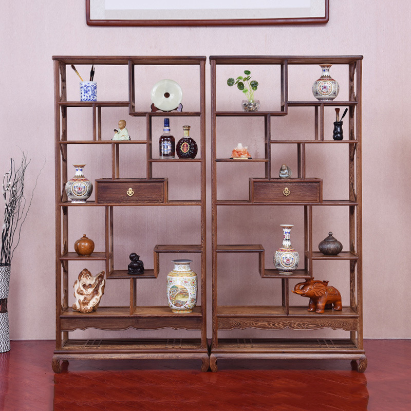 艺铭天下红木家具鸡翅木中式展示架客厅古董架多宝阁底置物架子