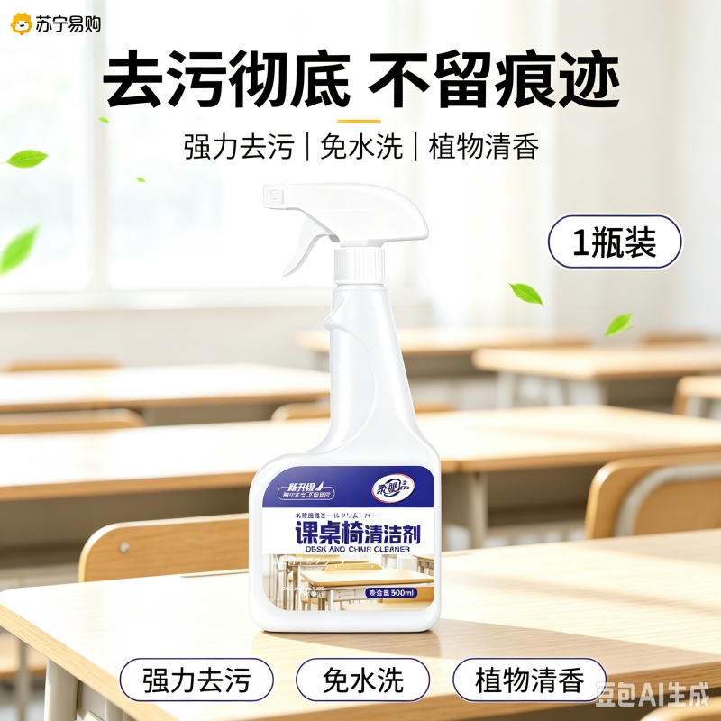 1瓶体验 学校桌面桌子清洁剂书桌专用办公塑料木家具课桌椅清洁剂高清大图