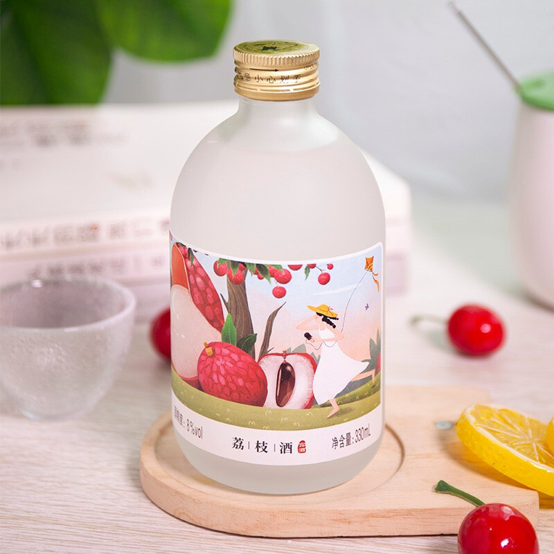 通明山 低度微醺网红高颜值水果酒 女士甜酒 荔枝味果酒 8度 330ml*1瓶装