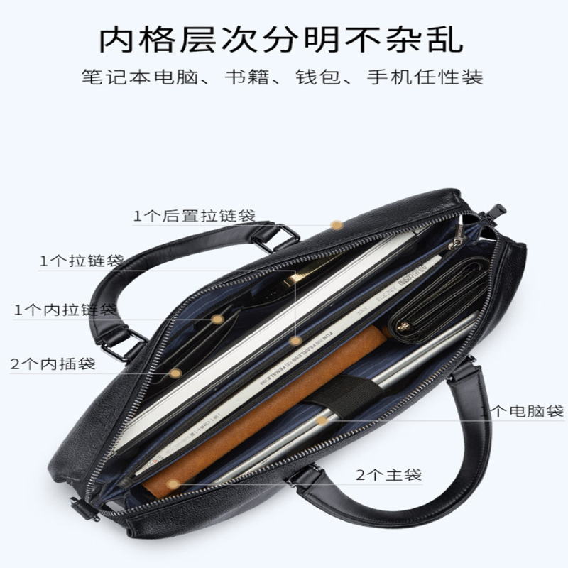 斯妮拉英皇保罗真皮公文包商务简约男士包包2024新款斜挎单肩手提包信封包高清大图