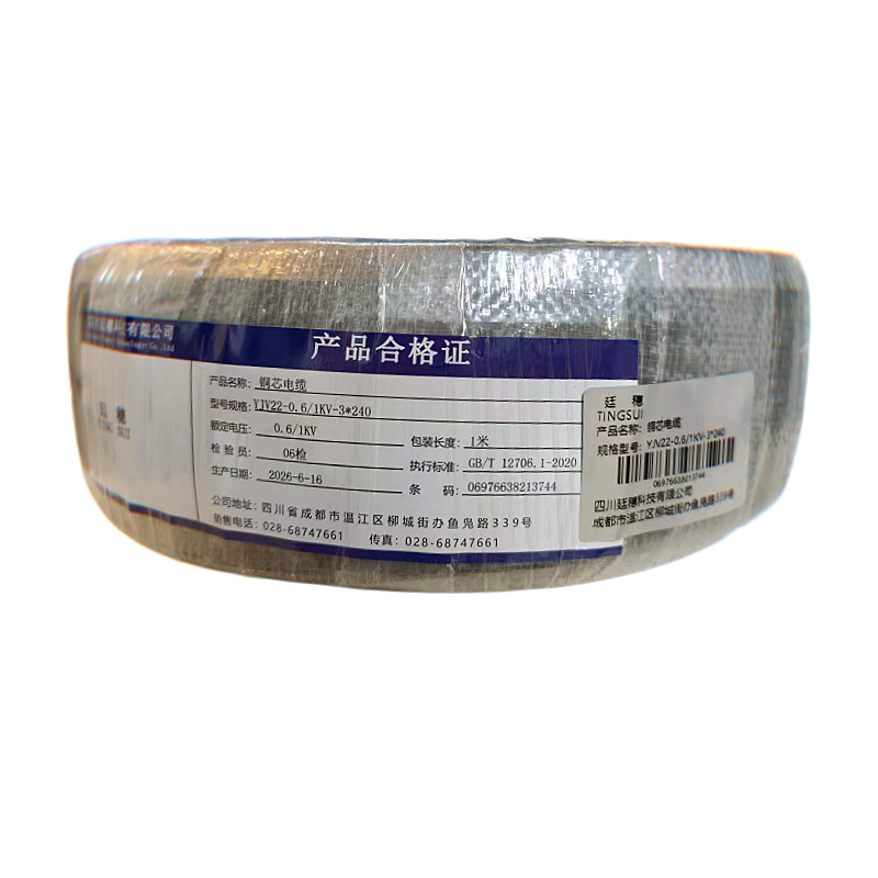 廷穗(TINGSUI)铜芯电缆YJV22-0.6/1KV-3*240 米高清大图