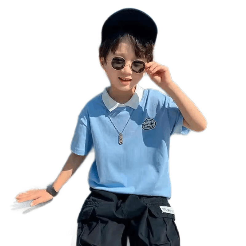 男童t恤短袖韩版潮流有领儿童夏装休闲上衣中大童POLO衫棉质宽松莎丞图片