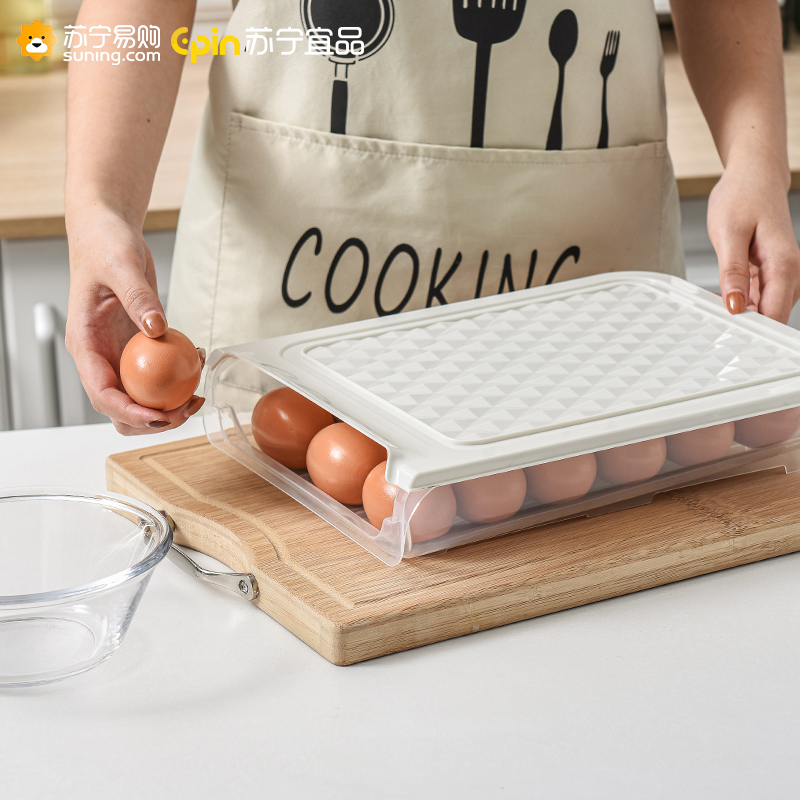 苏宁宜品鸡蛋收纳盒冰箱用自动滚蛋装蛋神器厨房抽屉式食品级保鲜鸡蛋盒架