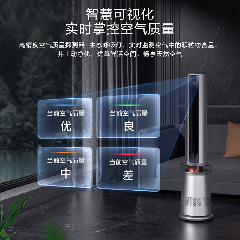 美的(Midea)多功能冷风扇水塔扇空气净化器质量显示水洗空气加湿复合滤芯FZD10USR高清大图