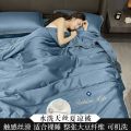 大豆天丝夏凉被子四件套家用冰丝夏被夏季空调被单双人薄被可机被 150*200夏被+床单+枕套两只 宾利蓝