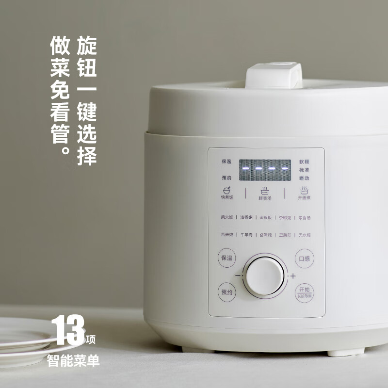 歐萊克 OLK-507D(5L旋钮电压力锅 陶瓷釉内胆 陶白色DYLG00601) 电压力锅 智能触控高压锅电饭锅高清大图