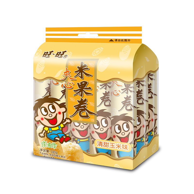 旺旺 夹心米果卷 膨化米果办公室零食小吃180g 玉米味