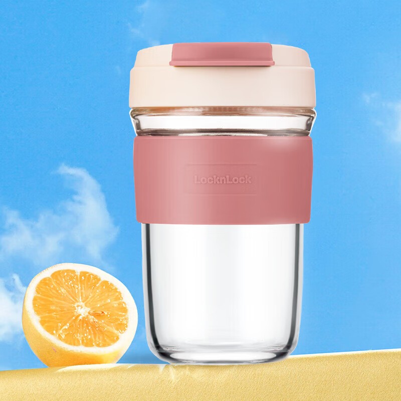 乐扣乐扣(LOCK&LOCK)苏打杯咖啡杯手持玻璃杯男女学生随手水杯子460ML红色LLG965高清大图