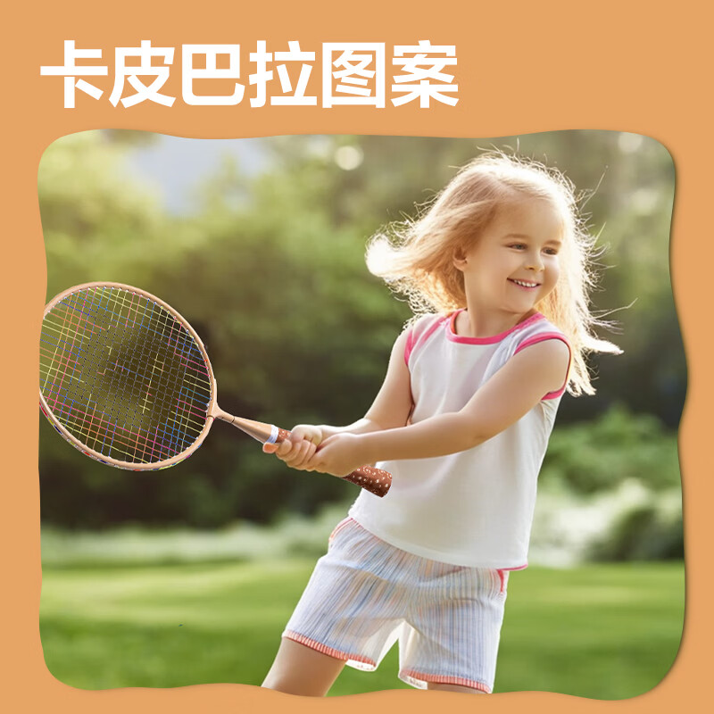 得力deli儿童小学生羽毛球拍 日常活动羽毛球拍家庭亲子球拍 [2支拍+2球]FH153碳钢合金羽毛球拍-轻松捡球款高清大图