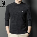 花花公子2024秋冬季新款加厚羊毛衫男半高领毛衣含羊绒针织打底衫 180 深灰色