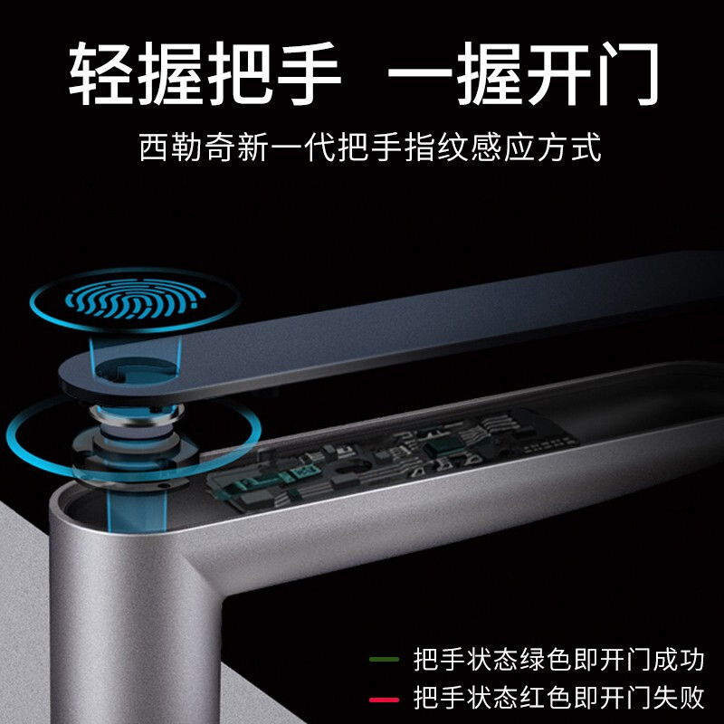 西勒奇(SCHLAGE)指纹锁U8家用防盗密码锁C级智能锁电子锁U8301-四合一-星云白-蓝牙版
